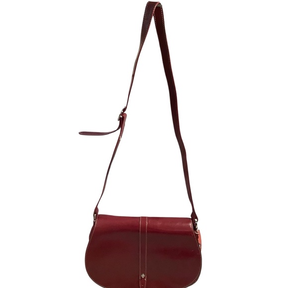 Valerie Stevens Handbags - Valerie Steven’s Vintage Y2K Burgundy Leather Saddle Bag Rare